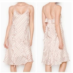 Victoria’s Secret Ruffle plaid pink dress women's L feminine adjustable straps